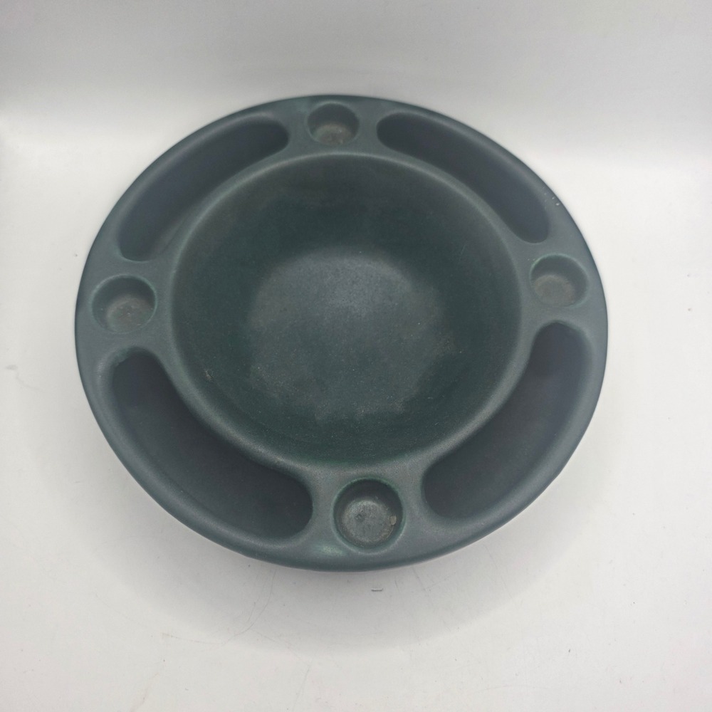 Vintage West Germany 1974/20 Ges Gesch Green Ceramic Ashtray Candle Holder MCM